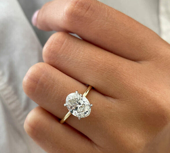 2.72 CT Oval Solitaire & Hidden Halo Moissanite Engagement Ring 2