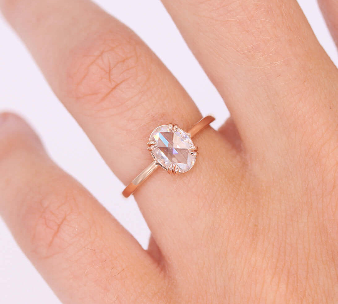 1.33 CT Oval Cut Solitaire Moissanite Engagement Ring 2