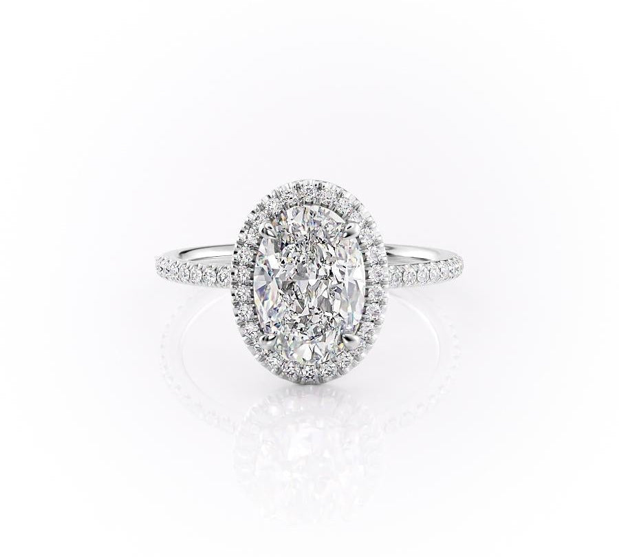 2.10 CT Oval Cut Halo Moissanite Engagement Ring 10