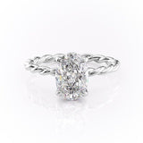 2.10 CT Oval Solitaire & Twisted Band Style Moissanite Engagement Ring 10