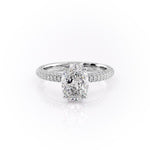 2.10 CT Oval Cut Solitaire 3 Side Pave Set Moissanite Engagement Ring 10