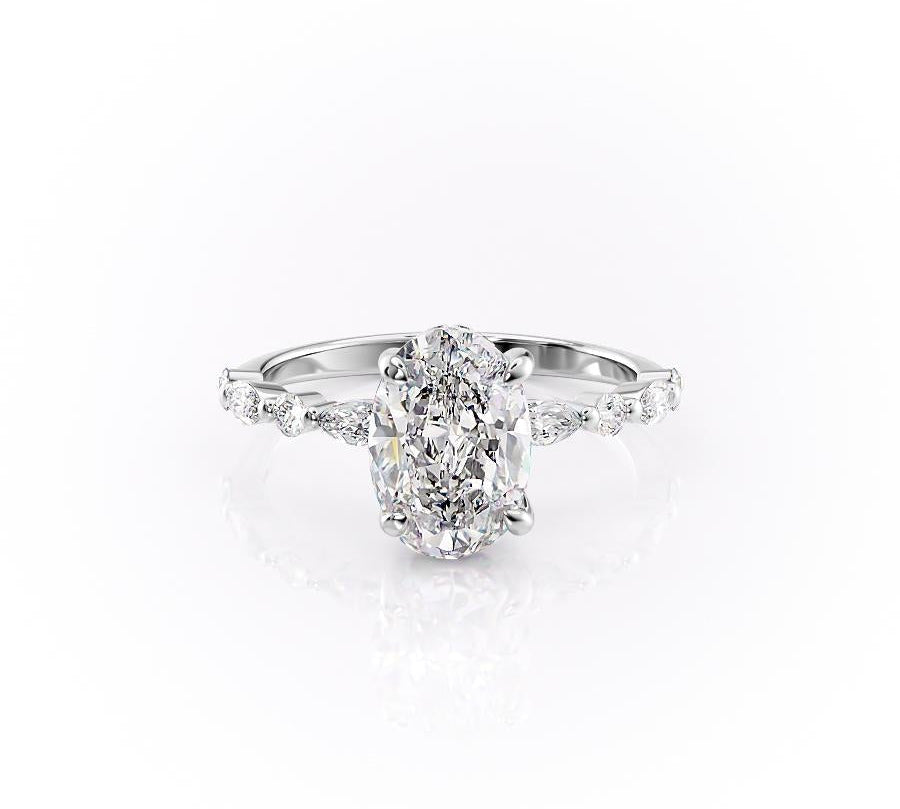 2.10 CT Oval Cut Pave Setting Moissanite Engagement Ring 10