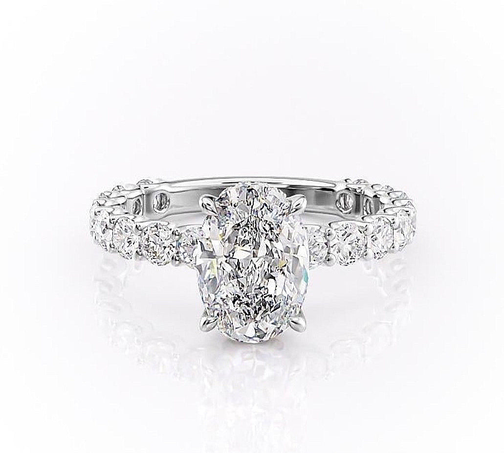 2.10 CT Oval Cut Solitaire Pave Setting Moissanite Engagement Ring 10