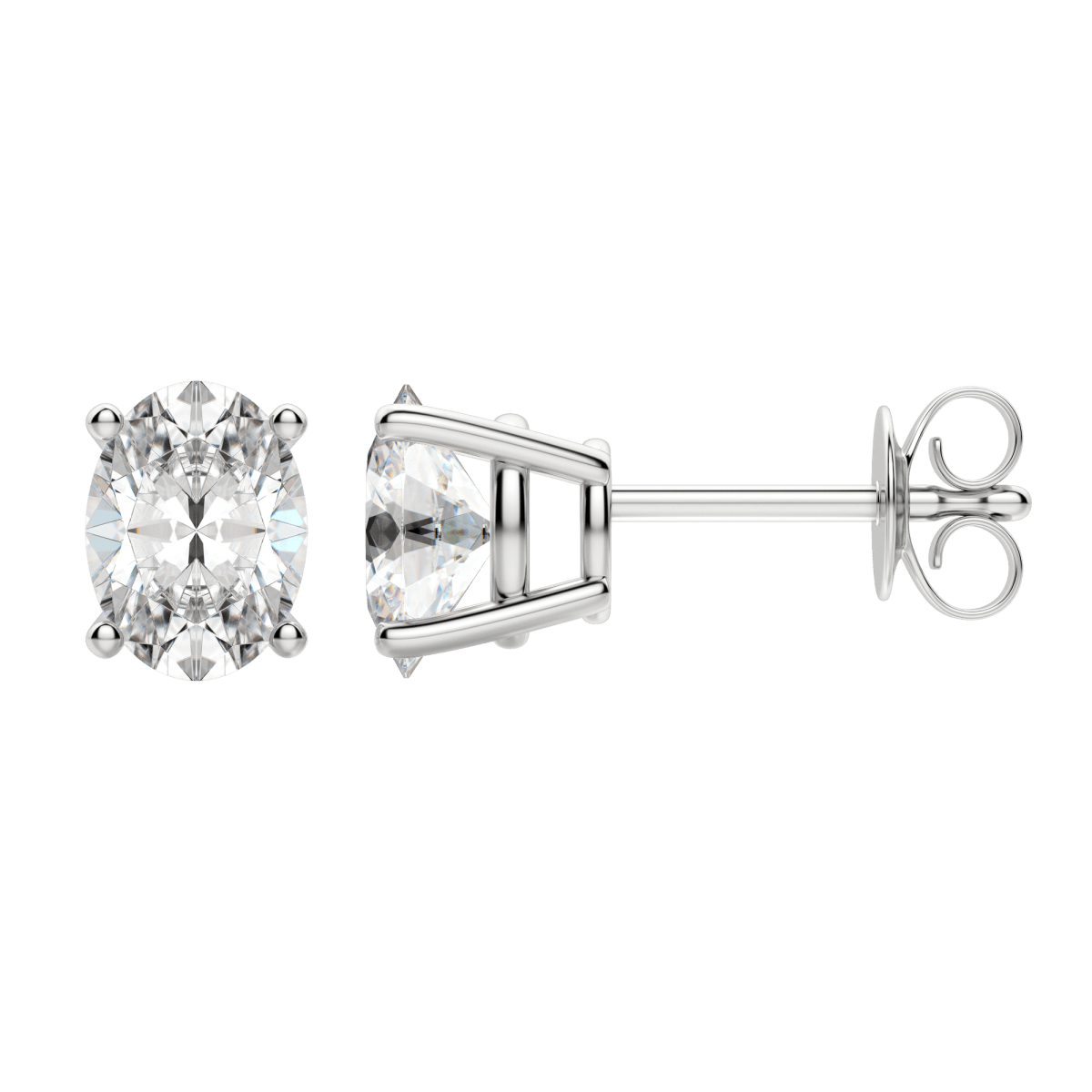 0.50 CT-2.0 CT Oval Solitaire CVD F/VS Diamond Earrings 3