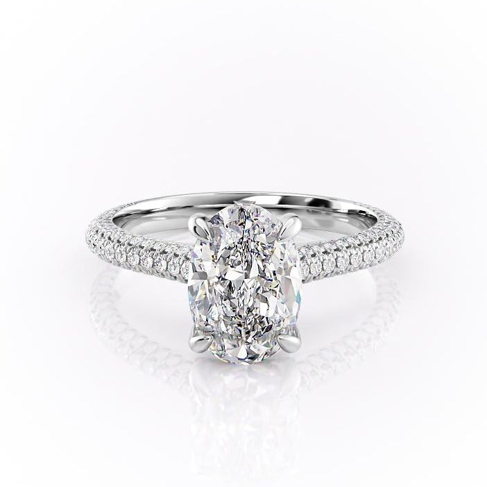 1.91 CT Oval Cut Solitaire Triple Pave Setting Moissanite Engagement Ring 10