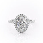 2.10 CT Oval Cut Halo Pave Setting Moissanite Engagement Ring 10