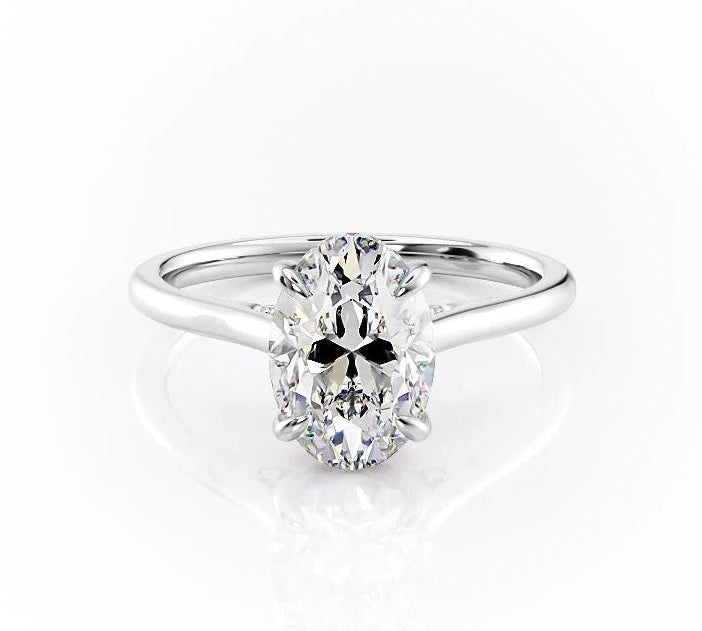 2.10 Oval Cut Solitaire Style Moissanite Engagement Ring 10