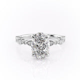 2.10 CT Oval Solitaire & Milgrain Pave Moissanite Engagement Ring 6