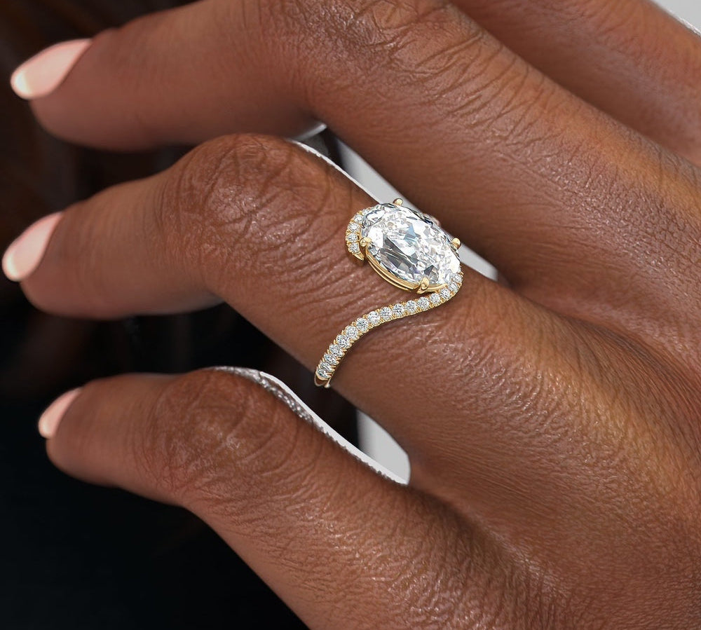 1.91 Oval Cut Solitaire Bypass Setting Moissanite Engagement Ring 1