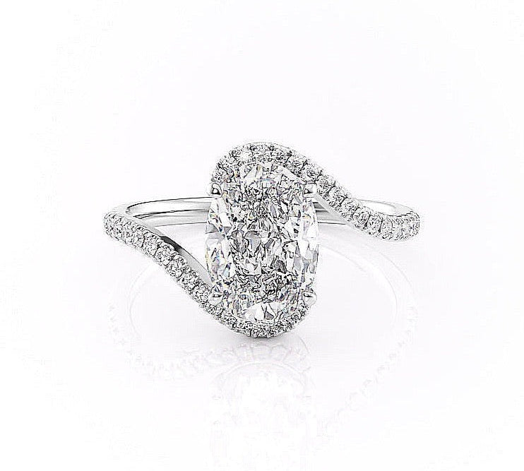 1.91 Oval Cut Solitaire Bypass Setting Moissanite Engagement Ring 10