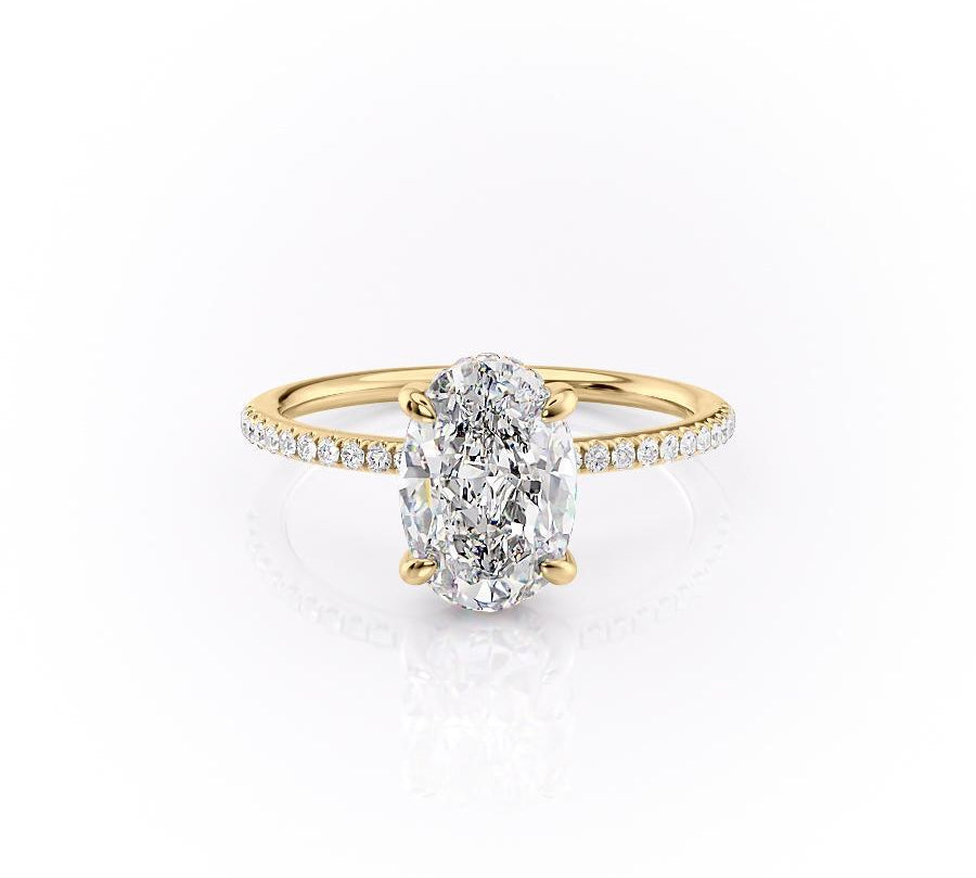 2.10 CT Oval Cut Solitaire & Pave Setting Moissanite Engagement Ring 3