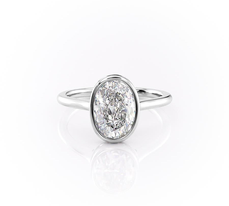 2.10 CT Oval Cut Bezel Solitaire Moissanite Engagement Ring 10