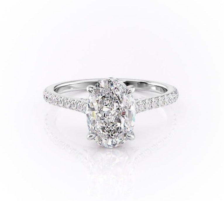 2.72 CT Oval Cut Pave Setting Moissanite Engagement Ring 10