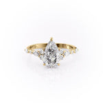 2.0 CT Pear Cut Cluster Moissanite Engagement Ring 11
