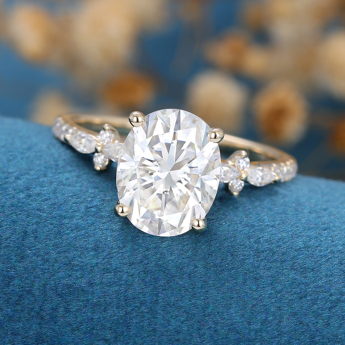 2.72 CT Oval Shaped Moissanite Solitaire Pave Engagement Ring 4