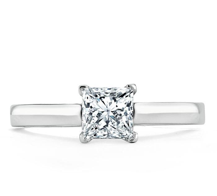 1.0 CT Princess Cut Solitaire Moissanite Engagement Ring 1
