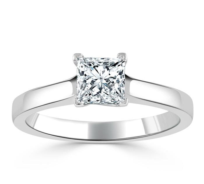 1.0 CT Princess Cut Solitaire Moissanite Engagement Ring 2