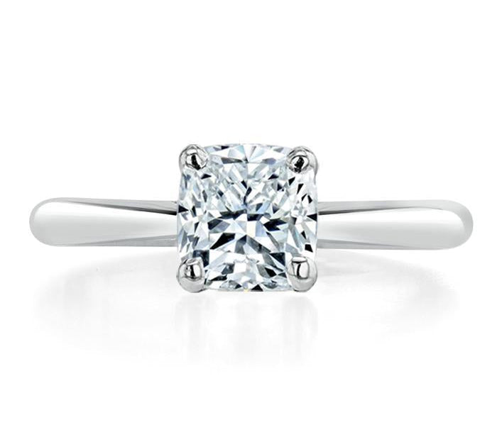 1.0 CT Cushion Cut Solitaire Moissanite Engagement Ring 1