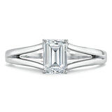 0.75 CT Emerald Cut Solitaire Split Shank Moissanite Engagement Ring 1
