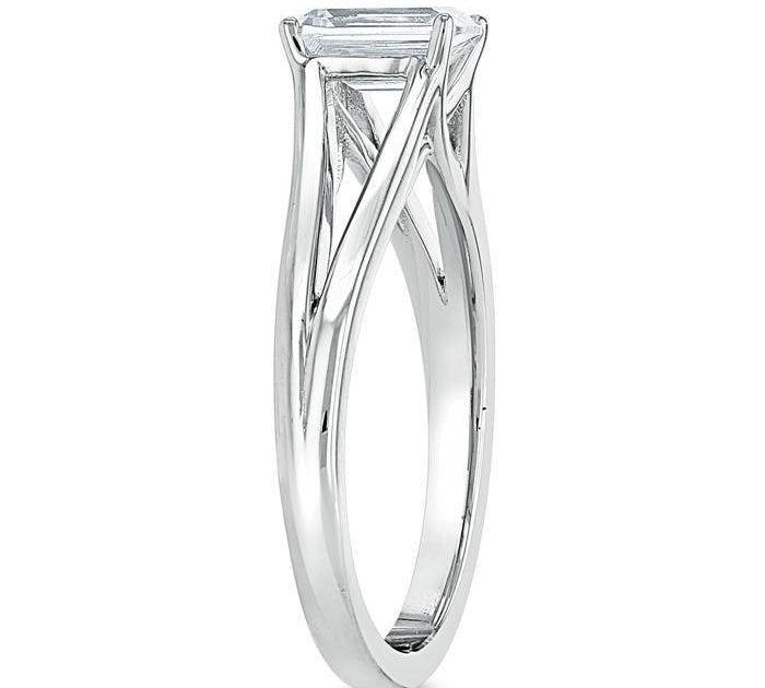 0.75 CT Emerald Cut Solitaire Split Shank Moissanite Engagement Ring 3