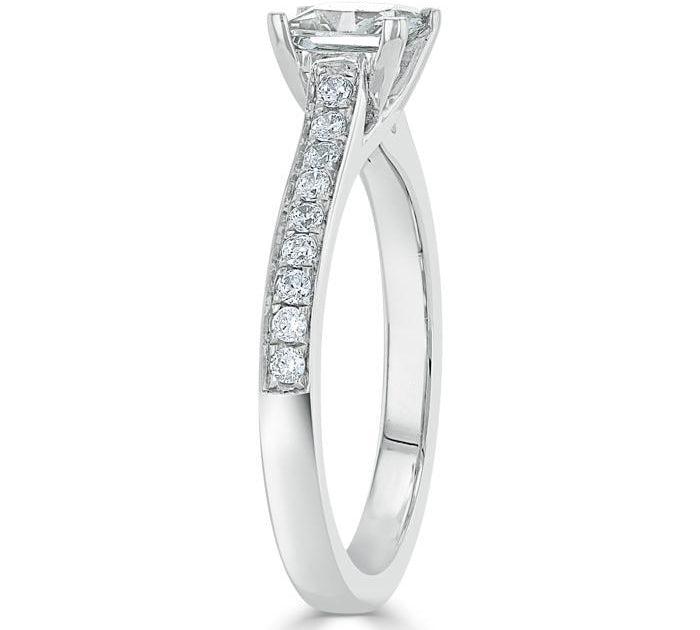 1.0 CT Princess Cut Solitaire Channel Pave Setting Moissanite Engagement Ring 3