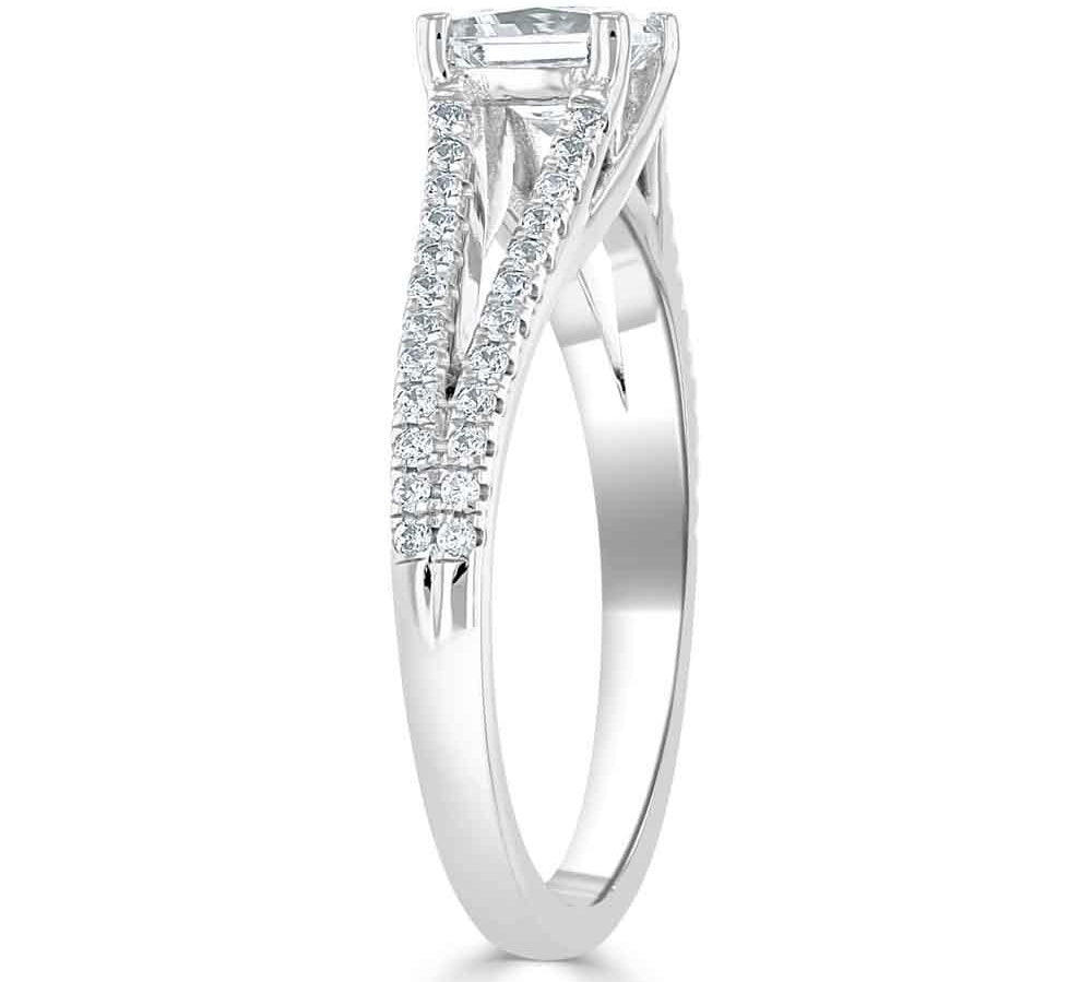 1.0 CT Princess Cut Solitaire Split Shank Setting Moissanite Engagement Ring 3