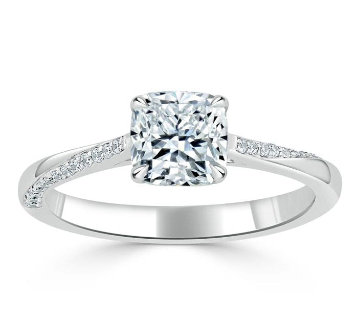 1.25 CT Cushion Cut Solitaire Moissanite Engagement Ring 2