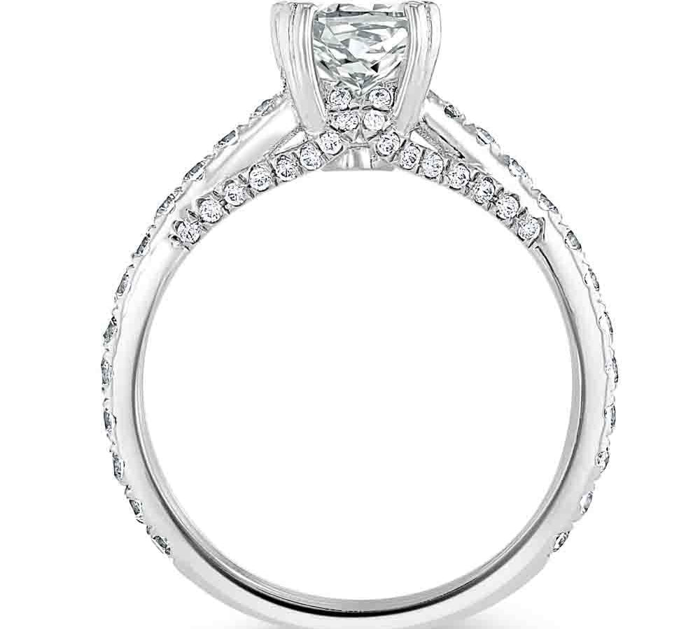 1.0 CT Cushion Cut Hidden Halo Pave Moissanite Engagement Ring 3