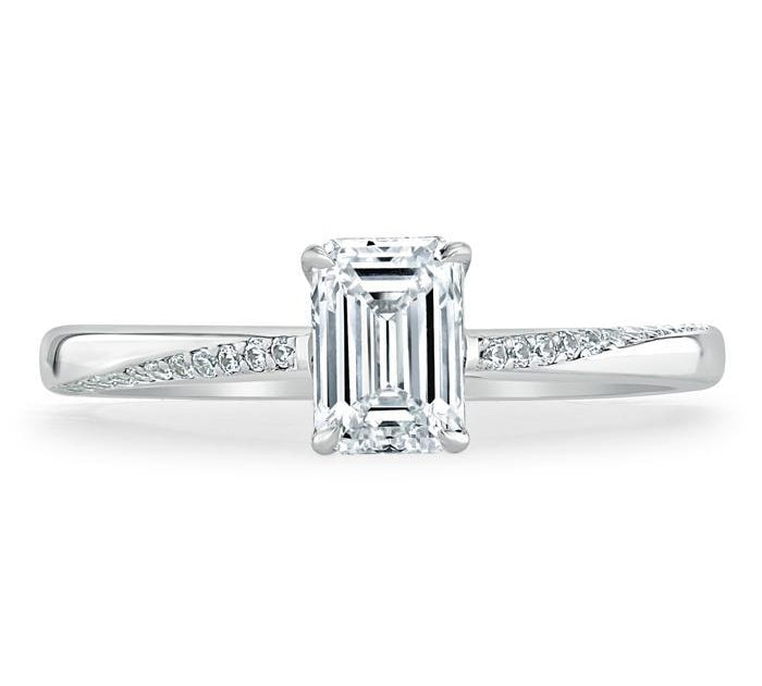 0.75 CT Emerald Cut Solitaire Moissanite Engagement Ring 1