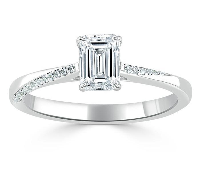 0.75 CT Emerald Cut Solitaire Moissanite Engagement Ring 2