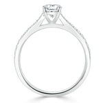 1.0 CT Emerald Cut Solitaire Channel Pave Moissanite Engagement Ring 4