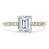 1.50 CT Emerald Cut Solitaire Pave Setting Moissanite Engagement Ring 3