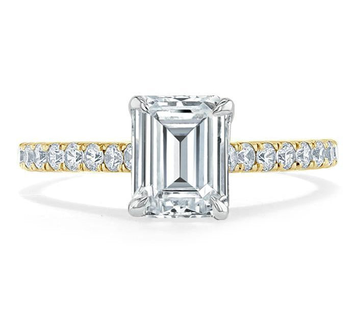 1.50 CT Emerald Cut Solitaire Pave Setting Moissanite Engagement Ring 3