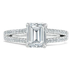 1.0 CT Emerald Cut Solitaire Split Shank Setting Moissanite Engagement Ring 1