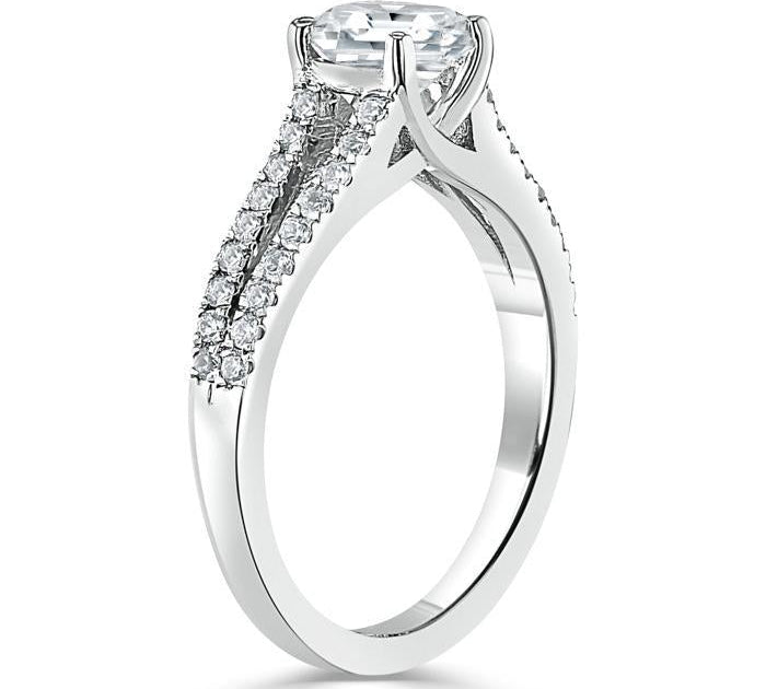 1.0 CT Emerald Cut Solitaire Split Shank Setting Moissanite Engagement Ring 3