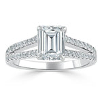 1.0 CT Emerald Cut Solitaire Split Shank Setting Moissanite Engagement Ring 2
