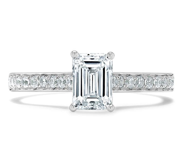 0.75 CT Emerald Cut Solitaire Moissanite Engagement Ring 1
