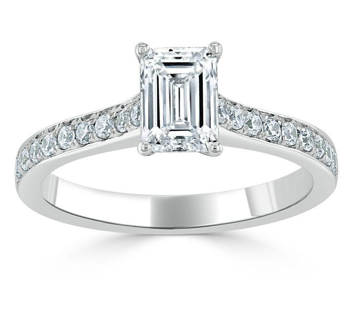 0.75 CT Emerald Cut Solitaire Moissanite Engagement Ring 2