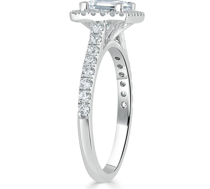 1.0 CT Princess Cut Halo Pave Setting Moissanite Engagement Ring 3