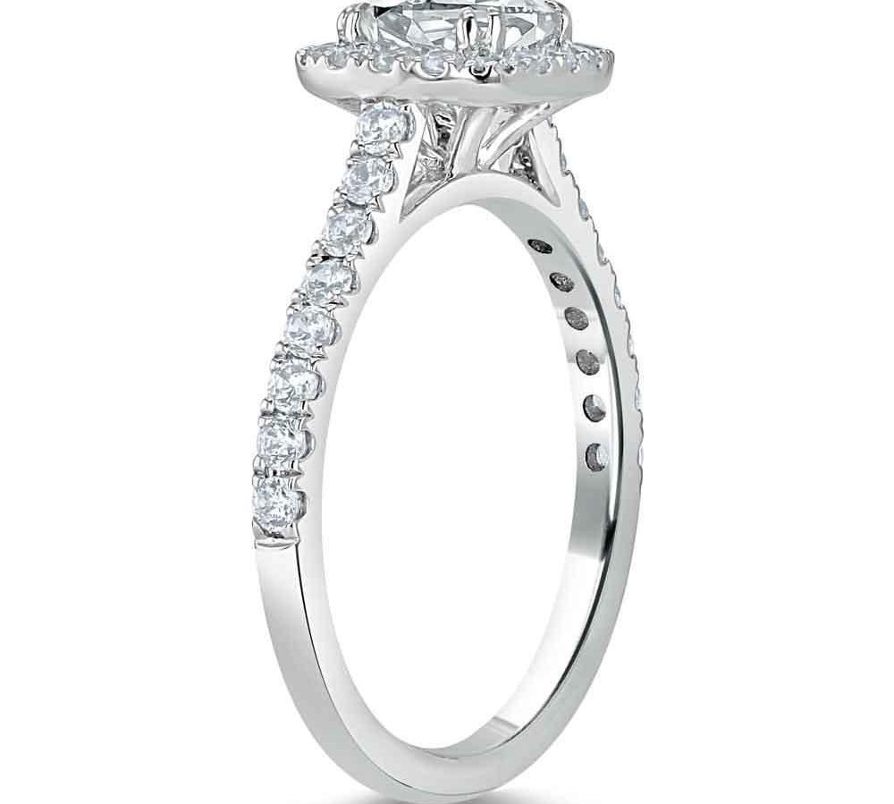 1.0 CT Cushion Cut Halo Pave Moissanite Engagement Ring 3
