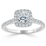 1.0 CT Cushion Cut Halo Pave Moissanite Engagement Ring 2