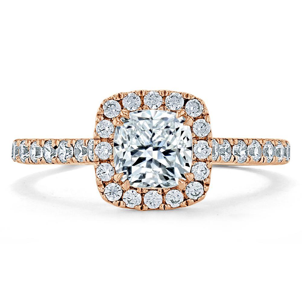 1.0 CT Cushion Cut Halo Pave Moissanite Engagement Ring 7