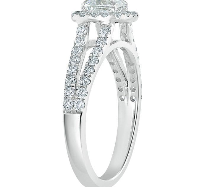 1.0 CT  Cushion Cut Halo Split Shank Setting Moissanite Engagement Ring 3