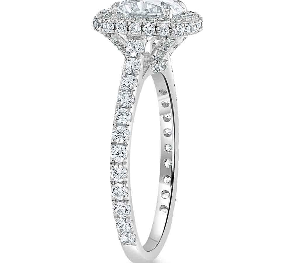 1.5 CT Cushion Cut Halo Pave Setting Moissanite Engagement Ring 3