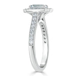 1.0 CT Emerald Cut Halo Moissanite Engagement Ring With Pave Setting 3