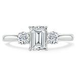 0.75 CT Emerald Cut Three Stone Moissanite Engagement Ring 1