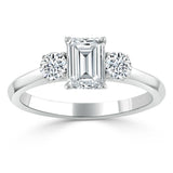 0.75 CT Emerald Cut Three Stone Moissanite Engagement Ring 2