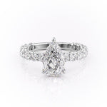 2.0 CT Pear Cut Solitaire Pave Setting Moissanite Engagement Ring 10