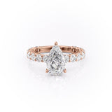 2.0 CT Pear Cut Solitaire Pave Setting Moissanite Engagement Ring 12
