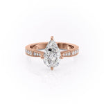 2.0 CT Pear Cut Solitaire Channel Pave Moissanite Engagement Ring 12